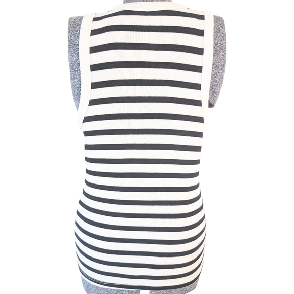 Striped Black and White Women's Tank Top - Picture 2 of 5